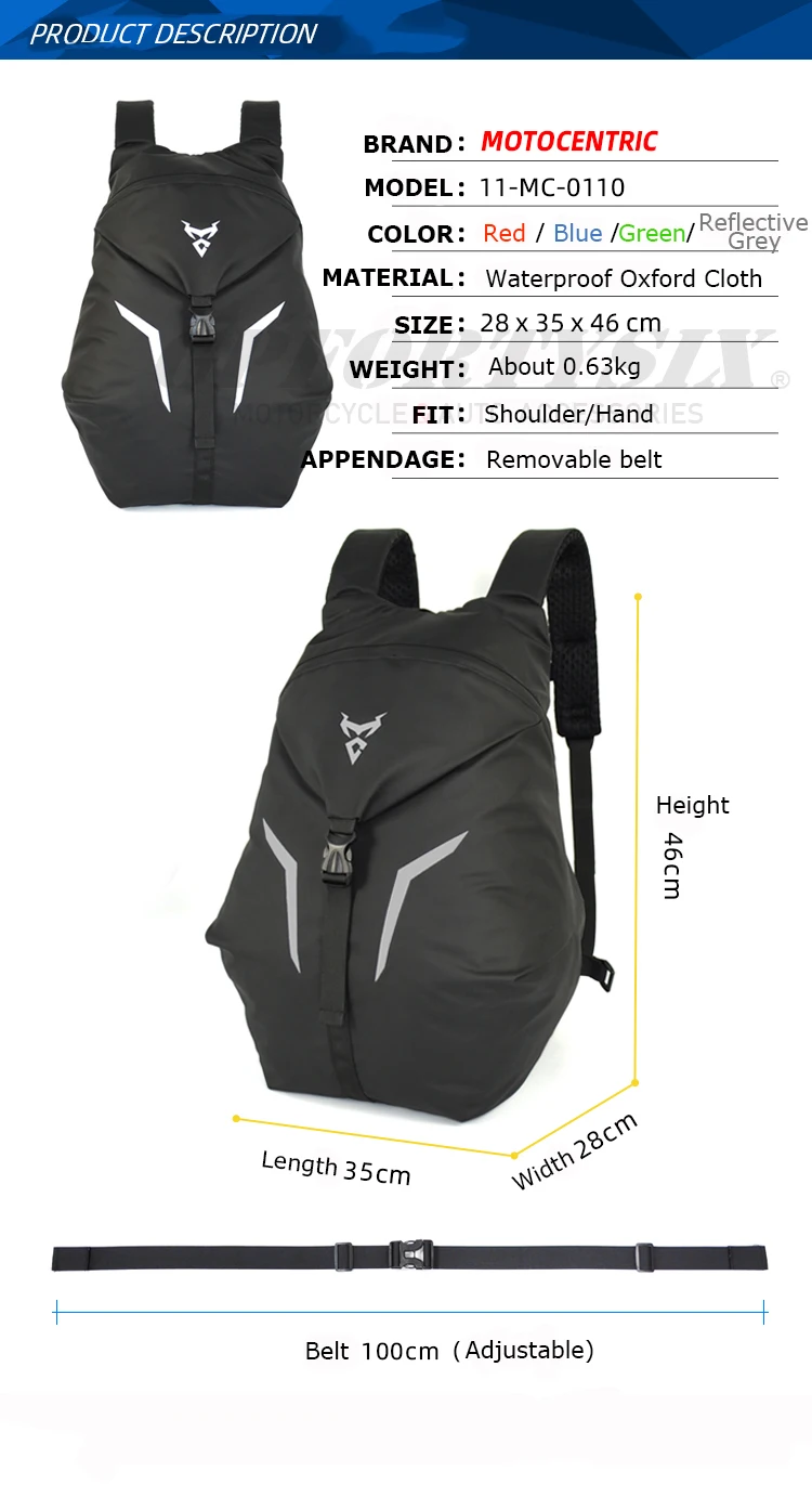 Motocentric-Sac de casque de moto portable, Oxford, étanche, gril, sac à dos de moto, coulée, cyclisme, voyage, GT