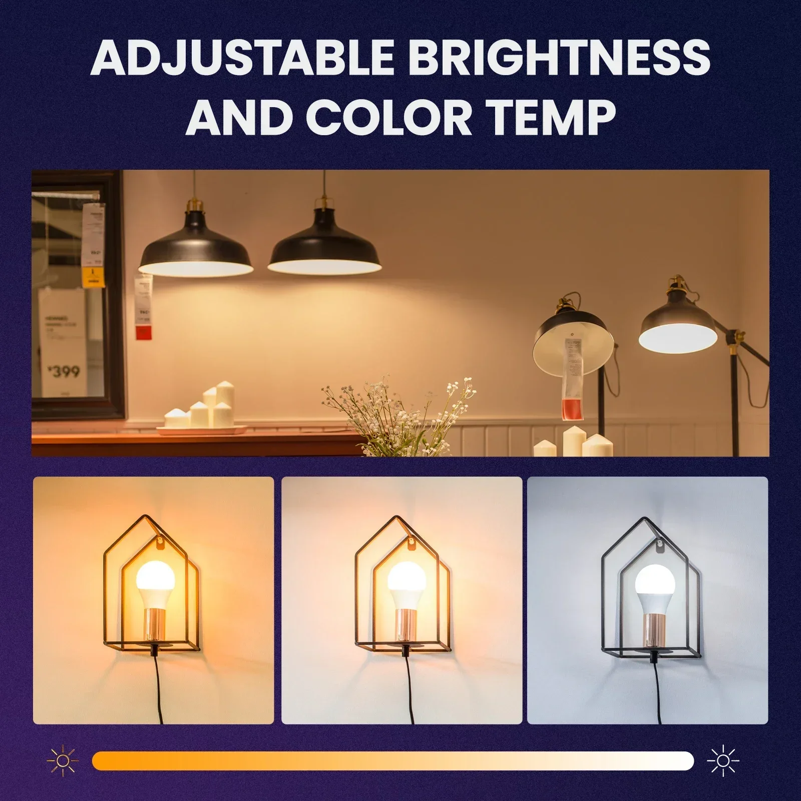 Réglage de la luminosité et de la température de couleur TNCE-Ampoule LED Tuya WIFI