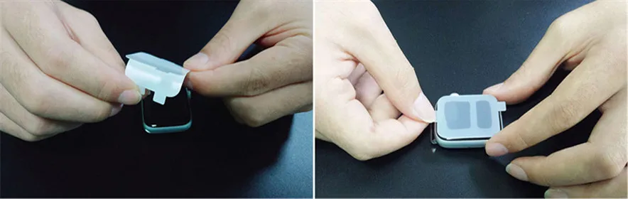 Déchirez le film blanc et écran de positionnement