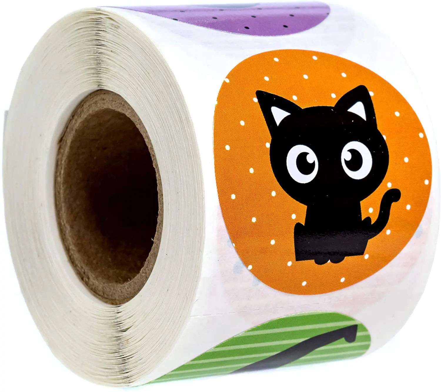 Autocollants ronds de scellage de chauve-souris noire d'Halloween
