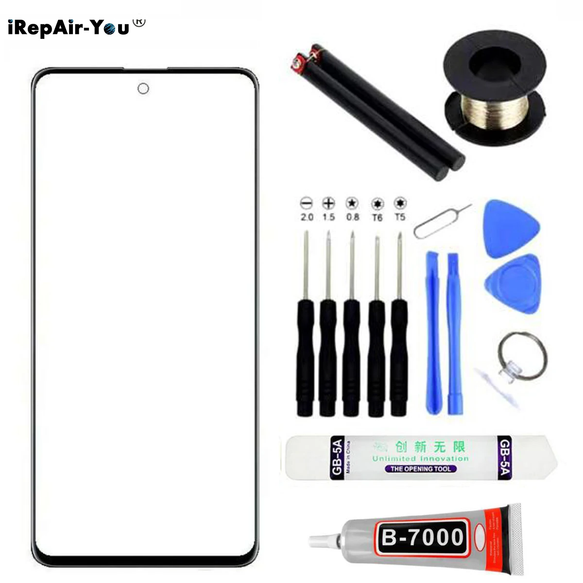 Lentille extérieure avant en verre noir pour Samsung Galaxy A52 S20 FE