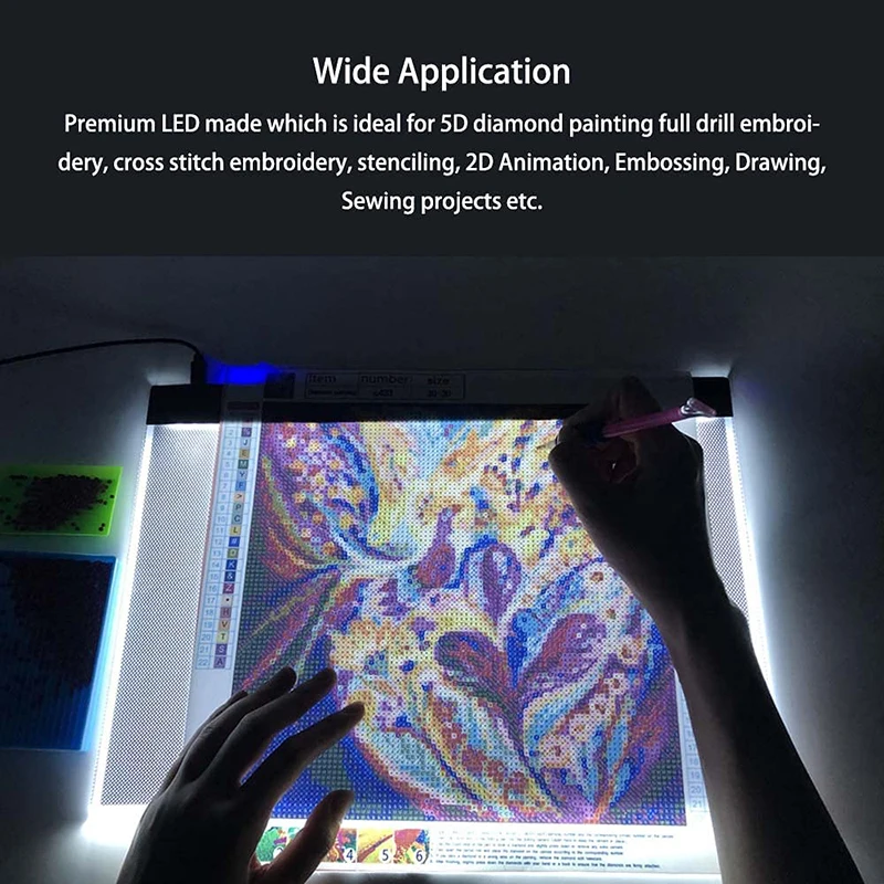 Tablette Lumineuse A3 Rechargeable LED - Pour Dessin, Traçage, Peinture, Calligraphie - Fine, Portable, 3 Niveaux De Luminosité - Alimentation USB-C