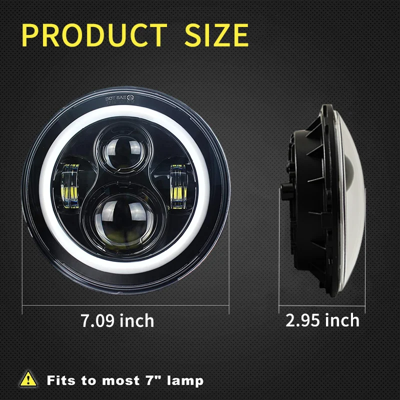 Lampe frontale LED 7 pouces